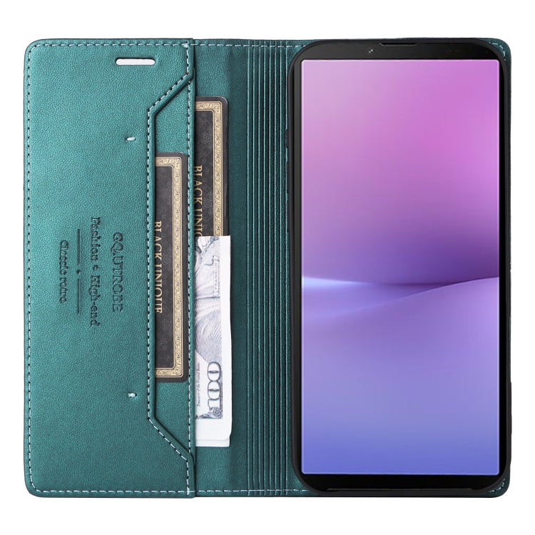 For Sony Xperia 10 V GQUTROBE G01 RFID Anti-theft Leather Phone Case(Green)
