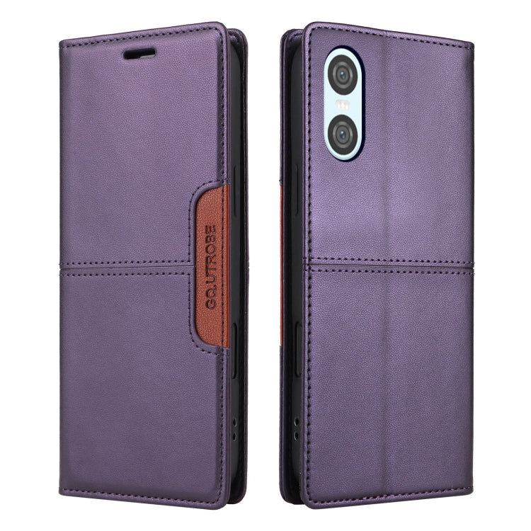 For Sony Xperia 10 VI GQUTROBE G01 RFID Anti-theft Leather Phone Case(Purple)