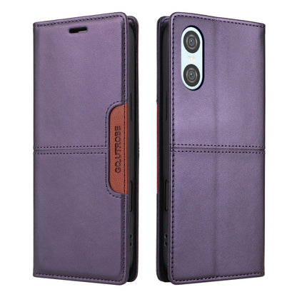 For Sony Xperia 10 VI GQUTROBE G01 RFID Anti-theft Leather Phone Case(Purple)