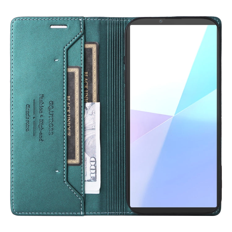 For Sony Xperia 10 VI GQUTROBE G01 RFID Anti-theft Leather Phone Case(Green)
