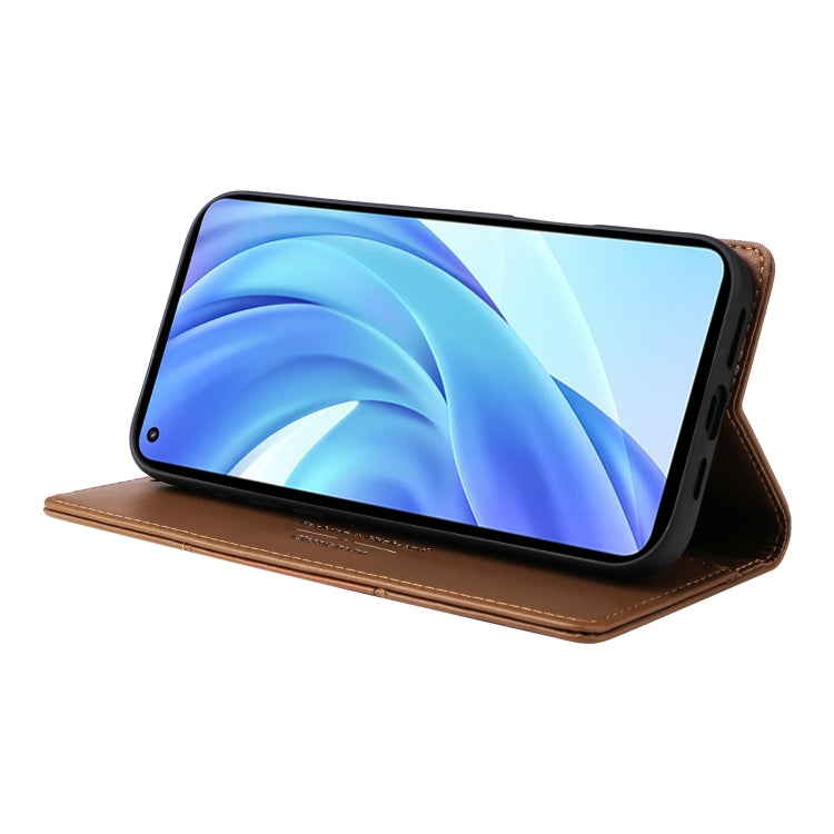 For Xiaomi Mi 11 Lite GQUTROBE G01 RFID Anti-theft Leather Phone Case(Brown)