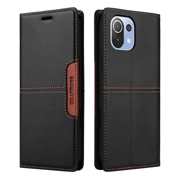 For Xiaomi Mi 11 Lite GQUTROBE G01 RFID Anti-theft Leather Phone Case(Black)