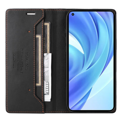 For Xiaomi Mi 11 Lite GQUTROBE G01 RFID Anti-theft Leather Phone Case(Black)
