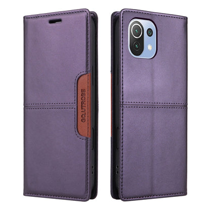 For Xiaomi Mi 11 Lite GQUTROBE G01 RFID Anti-theft Leather Phone Case(Purple)
