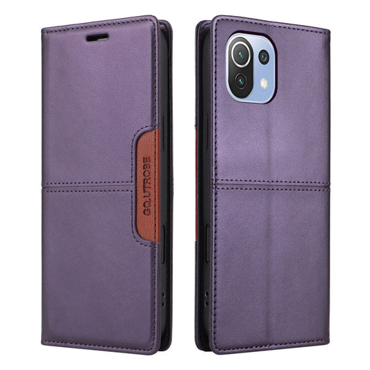 For Xiaomi Mi 11 Lite GQUTROBE G01 RFID Anti-theft Leather Phone Case(Purple)