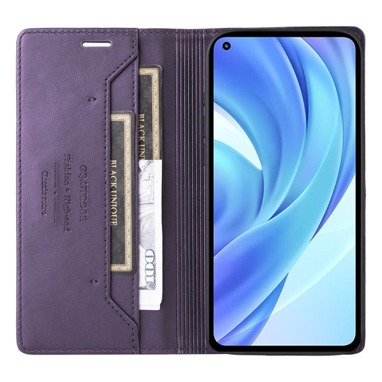 For Xiaomi Mi 11 Lite GQUTROBE G01 RFID Anti-theft Leather Phone Case(Purple)
