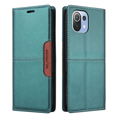 For Xiaomi Mi 11 Lite GQUTROBE G01 RFID Anti-theft Leather Phone Case(Green)