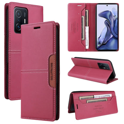 Pour Xiaomi 11T / 11T Pro Étui en Cuir Antivol RFID GQUTROBE G01 (Rouge)