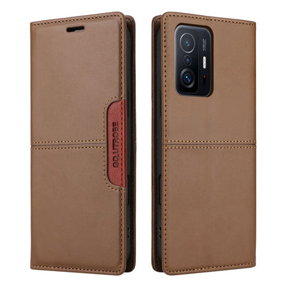 For Xiaomi 11T / 11T Pro GQUTROBE G01 RFID Anti-theft Leather Phone Case(Brown)