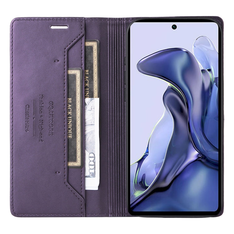For Xiaomi 11T / 11T Pro GQUTROBE G01 RFID Anti-theft Leather Phone Case(Purple)