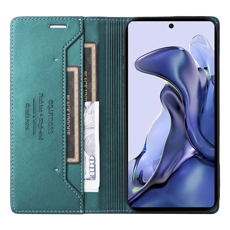 For Xiaomi 11T / 11T Pro GQUTROBE G01 RFID Anti-theft Leather Phone Case(Green)