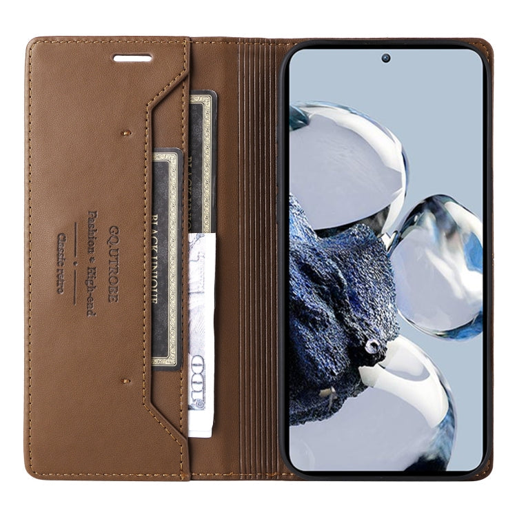 For Xiaomi 12T / 12T Pro GQUTROBE G01 RFID Anti-theft Leather Phone Case(Brown)