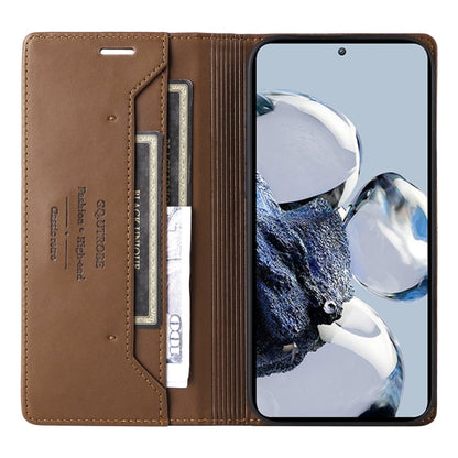 For Xiaomi 12T / 12T Pro GQUTROBE G01 RFID Anti-theft Leather Phone Case(Brown)