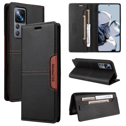 For Xiaomi 12T / 12T Pro GQUTROBE G01 RFID Anti-theft Leather Phone Case(Black)