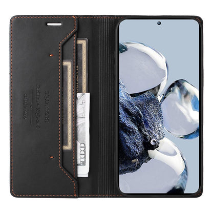 For Xiaomi 12T / 12T Pro GQUTROBE G01 RFID Anti-theft Leather Phone Case(Black)