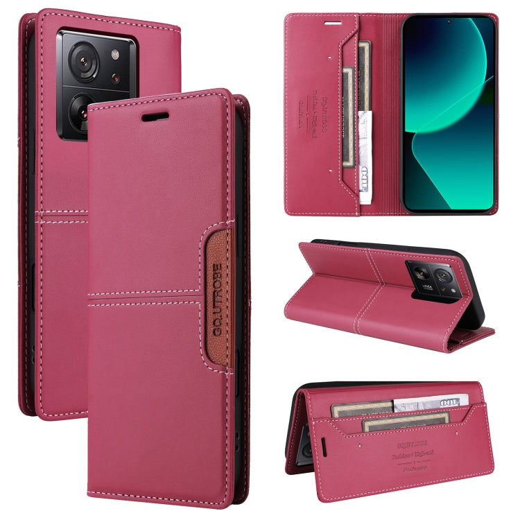 For Xiaomi 13T / 13T Pro GQUTROBE G01 RFID Anti-theft Leather Phone Case(Red)