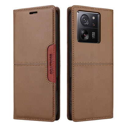 For Xiaomi 13T / 13T Pro GQUTROBE G01 RFID Anti-theft Leather Phone Case(Brown)
