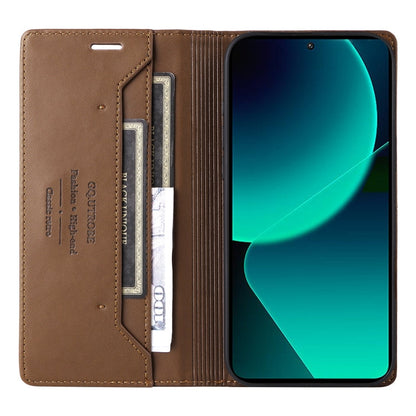 For Xiaomi 13T / 13T Pro GQUTROBE G01 RFID Anti-theft Leather Phone Case(Brown)