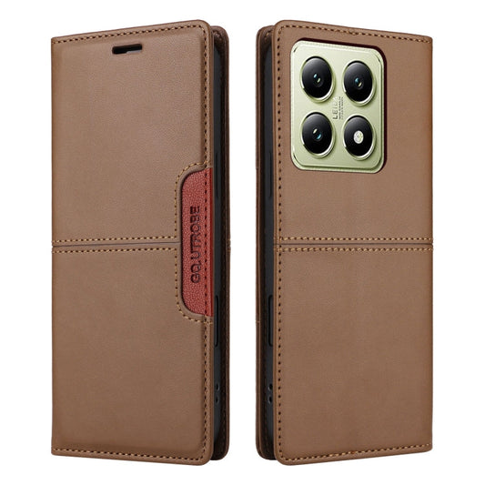 For Xiaomi 14T GQUTROBE G01 RFID Anti-theft Leather Phone Case(Brown)