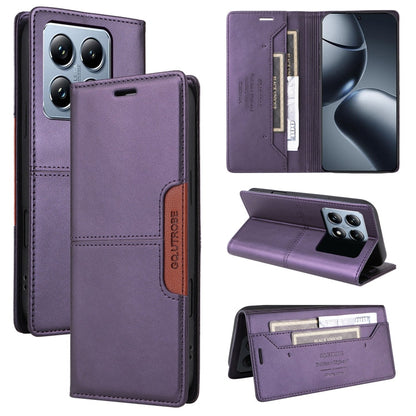 For Xiaomi 14T Pro GQUTROBE G01 RFID Anti-theft Leather Phone Case(Purple)