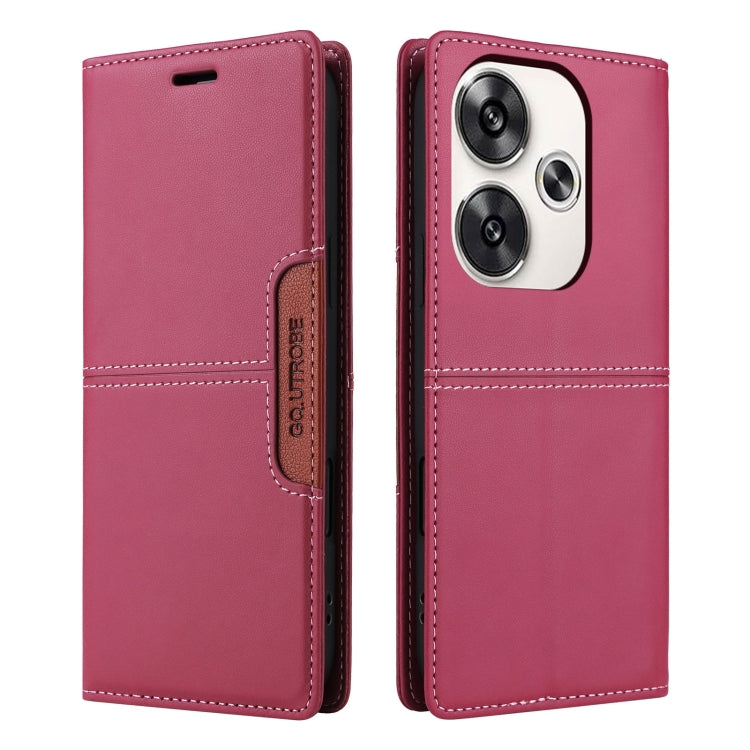 For Xiaomi Poco F6 GQUTROBE G01 RFID Anti-theft Leather Phone Case(Red)