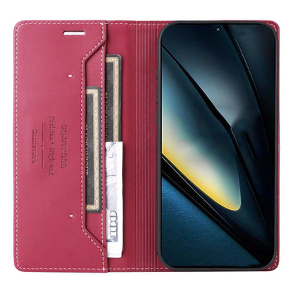 For Xiaomi Poco F6 GQUTROBE G01 RFID Anti-theft Leather Phone Case(Red)