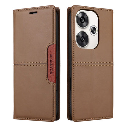 For Xiaomi Poco F6 GQUTROBE G01 RFID Anti-theft Leather Phone Case(Brown)