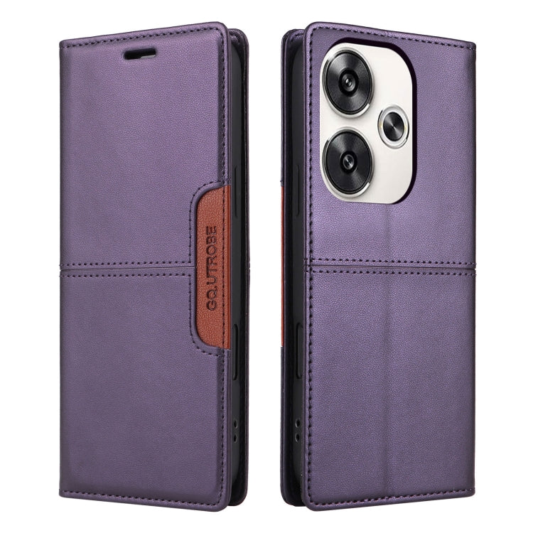 For Xiaomi Poco F6 GQUTROBE G01 RFID Anti-theft Leather Phone Case(Purple)