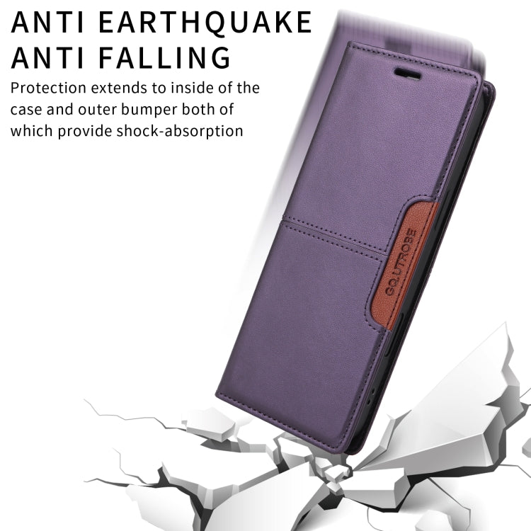 For Xiaomi Poco F6 GQUTROBE G01 RFID Anti-theft Leather Phone Case(Purple)