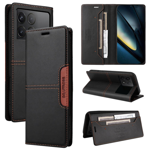 For Xiaomi Poco F6 Pro GQUTROBE G01 RFID Anti-theft Leather Phone Case(Black)
