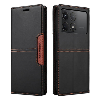 For Xiaomi Poco F6 Pro GQUTROBE G01 RFID Anti-theft Leather Phone Case(Black)