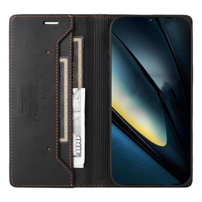 For Xiaomi Poco F6 Pro GQUTROBE G01 RFID Anti-theft Leather Phone Case(Black)