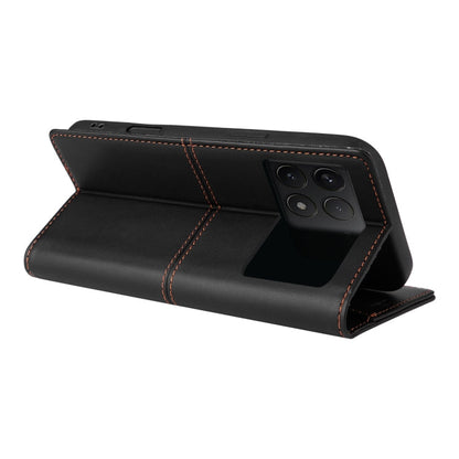 For Xiaomi Poco F6 Pro GQUTROBE G01 RFID Anti-theft Leather Phone Case(Black)