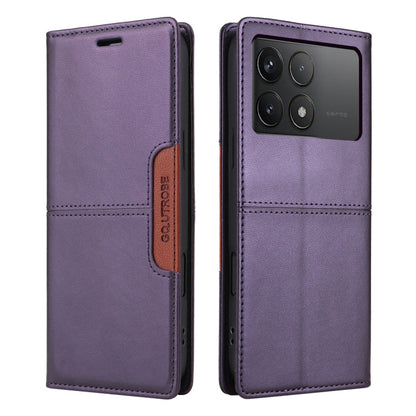 For Xiaomi Poco F6 Pro GQUTROBE G01 RFID Anti-theft Leather Phone Case(Purple)