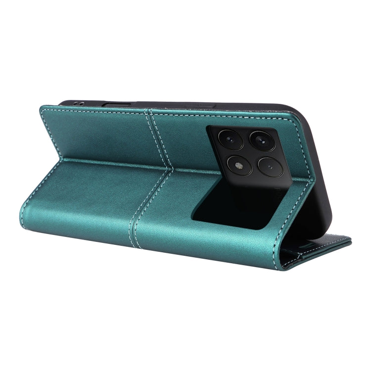 Pour Xiaomi Poco F6 Pro GQUTROBE G01 Étui de Téléphone en Cuir Anti-vol RFID (Vert)