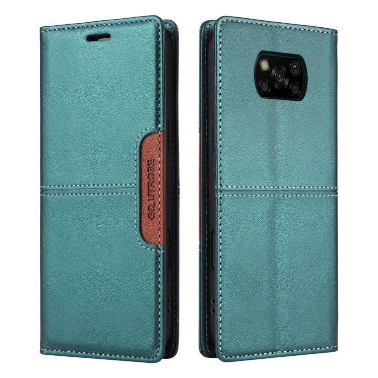 For Xiaomi Poco X3 NFC GQUTROBE G01 RFID Anti-theft Leather Phone Case(Green)