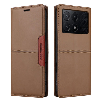 For Xiaomi Poco X6 Pro GQUTROBE G01 RFID Anti-theft Leather Phone Case(Brown)