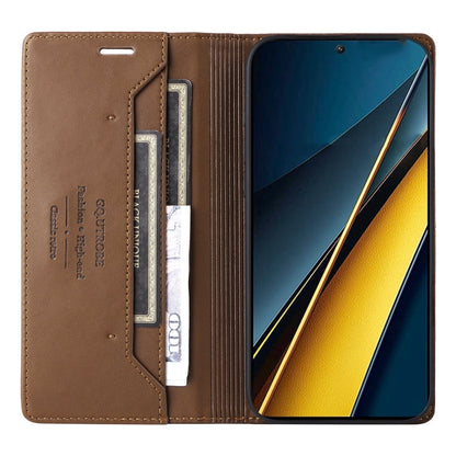 For Xiaomi Poco X6 Pro GQUTROBE G01 RFID Anti-theft Leather Phone Case(Brown)