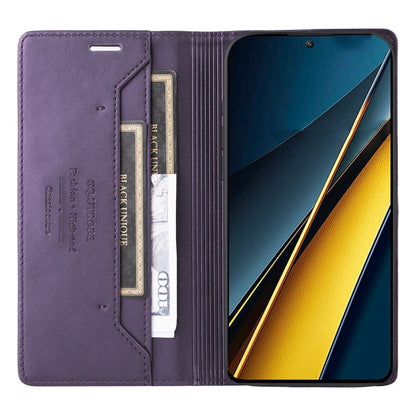 For Xiaomi Poco X6 Pro GQUTROBE G01 RFID Anti-theft Leather Phone Case(Purple)