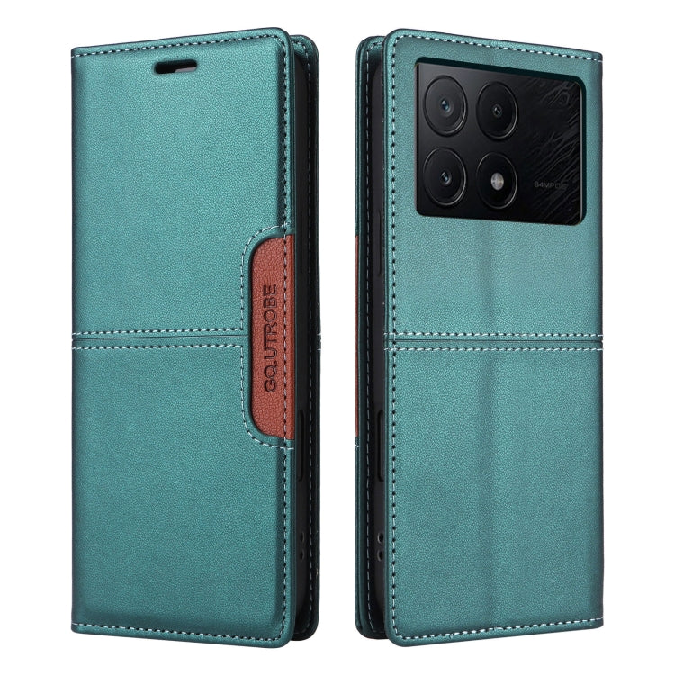 For Xiaomi Poco X6 Pro GQUTROBE G01 RFID Anti-theft Leather Phone Case(Green)
