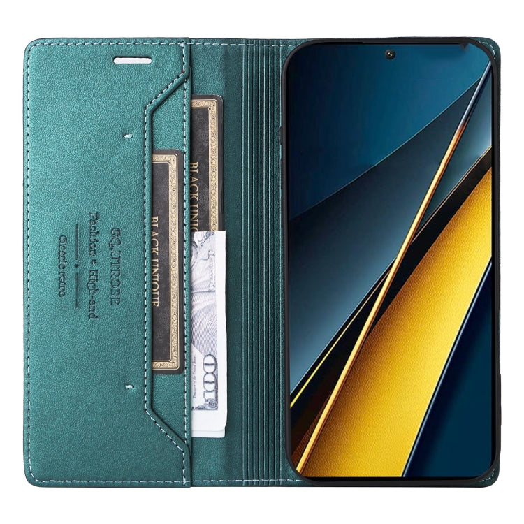 For Xiaomi Poco X6 Pro GQUTROBE G01 RFID Anti-theft Leather Phone Case(Green)