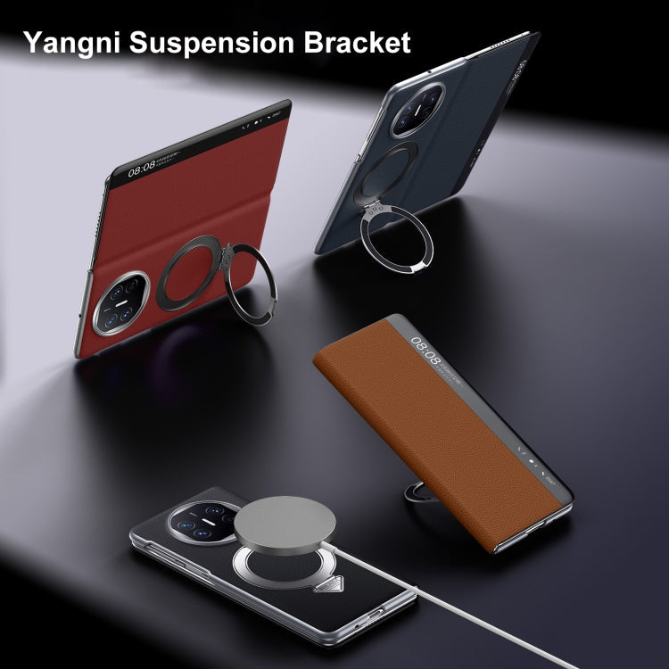 For Huawei Mate X5 / X3 SULADA Smart View Window MagSafe Magnetic Holder Leather Phone Case(Red)