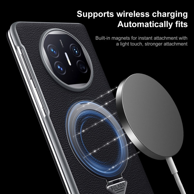 For Huawei Mate XT Ultimate Design SULADA Smart View Window MagSafe Magnetic Holder Leather Phone Case(Black)