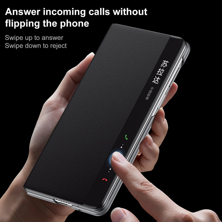 For Huawei Mate XT Ultimate Design SULADA Smart View Window MagSafe Magnetic Holder Leather Phone Case(Red)