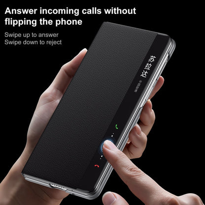 For Huawei Mate X5 / X3 SULADA Smart View Window MagSafe Magnetic Holder Leather Phone Case(Red)