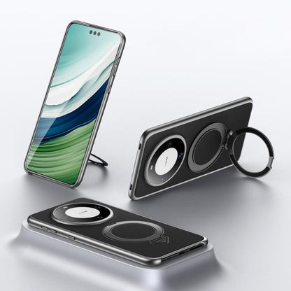 For Huawei Mate 60 Pro / Mate 60 Pro+ SULADA Top Grain Leather MagSafe Magnetic Holder Phone Case(Black)