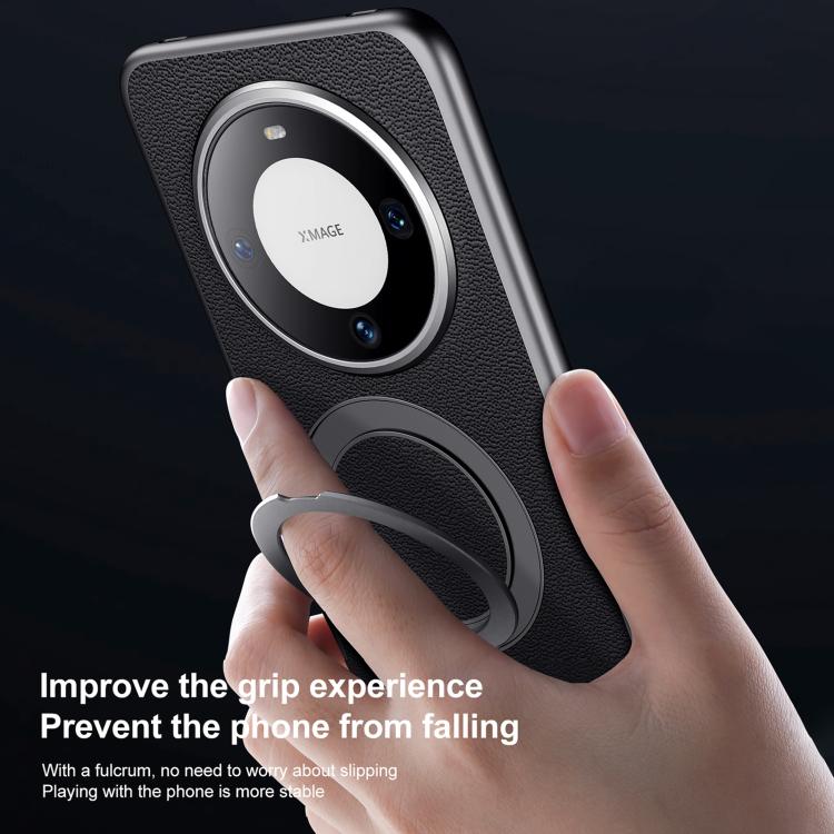 For Huawei Mate 60 SULADA Top Grain Leather MagSafe Magnetic Holder Phone Case(Brown)