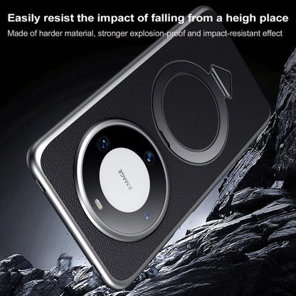 For Huawei Pura 70 Ultra SULADA Top Grain Leather MagSafe Magnetic Holder Phone Case(Black)