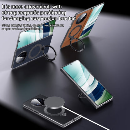 For Huawei Mate X5 / X3 SULADA Top Grain Leather MagSafe Magnetic Holder Phone Case(Brown)