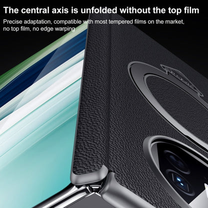 For Huawei Mate X5 / X3 SULADA Top Grain Leather MagSafe Magnetic Holder Phone Case(Black)